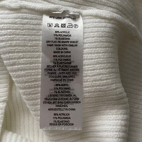 New French Connection White Jaida Ribbed Square Neck SS Sweater Size L - Picture 5 of 7